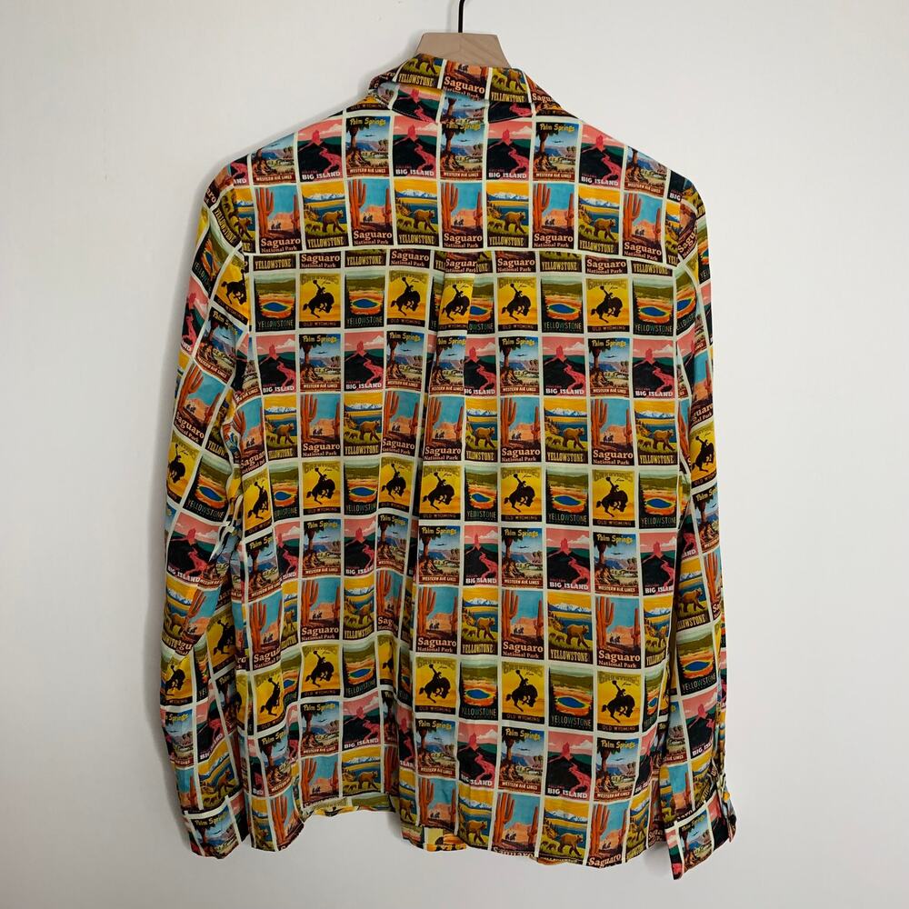 Alice + Olivia Willa Western Printed Button-Front Shirt Womens Large - Picture 3 of 16